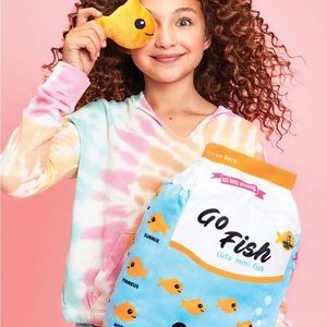 Go fish fleece pillow with 4 mini gold fish by 2 scoops kids plush toy pillow
